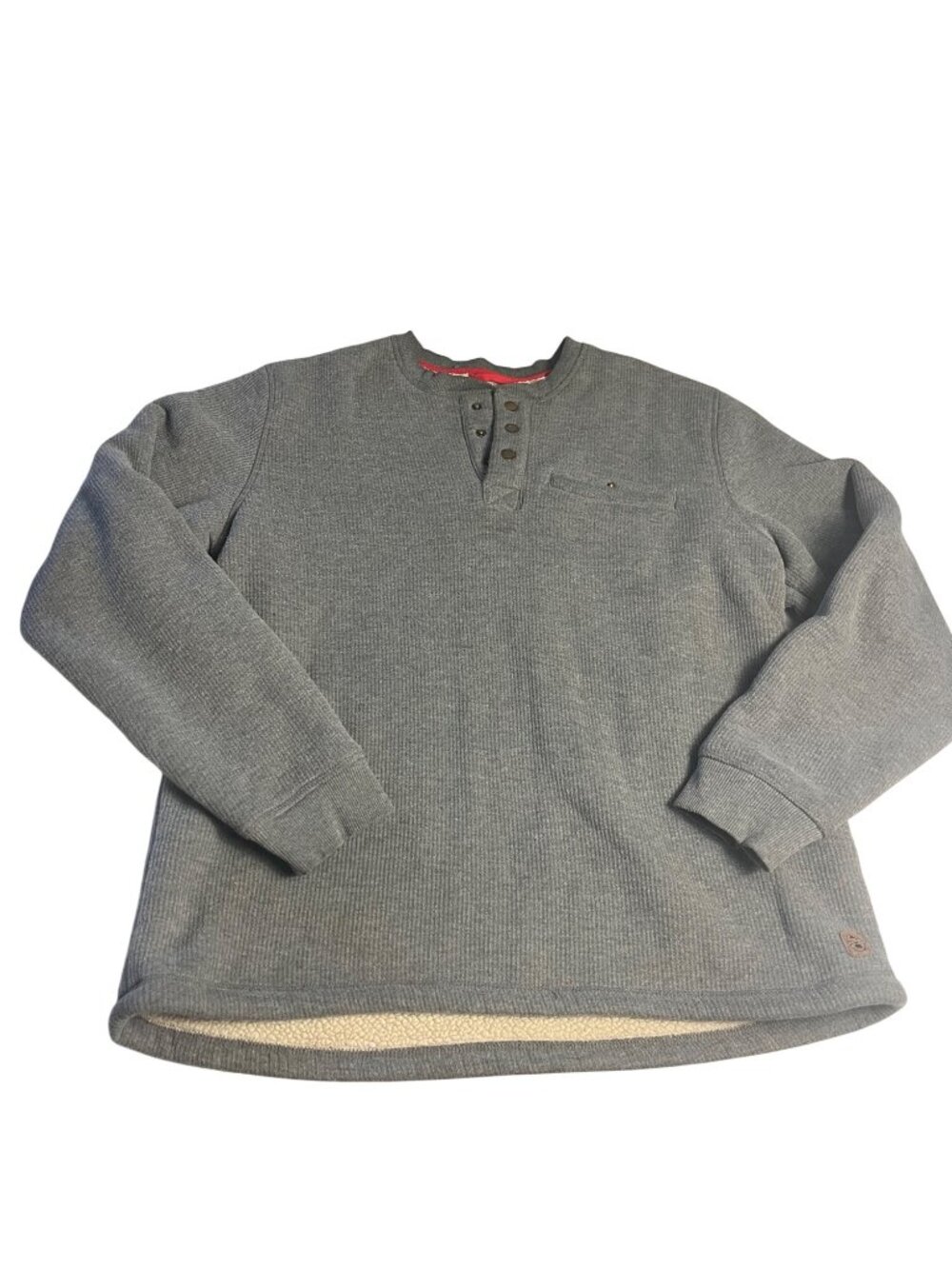 Coleman Mens 1/4 Snap Pullover Gray Fleece-Lined Long Sleeve L Cotton thick